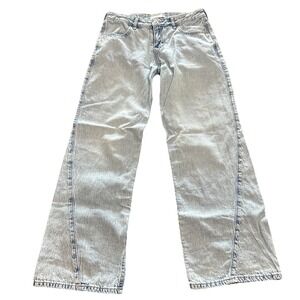 Abercrombie Girls Lightweight Low Rise Baggy Jeans Light Wash Blue 15/16 Short